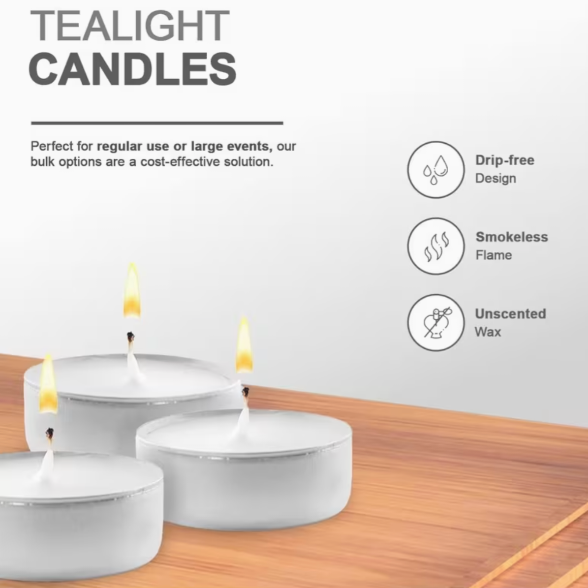 15 Pack White Unscented Tea Light Candles – Long Lasting 3.5 Hour Burn Multipack for Home & Events