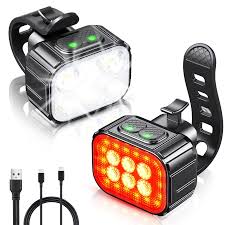 USB Rechargeable Bicycle Light Set – Front & Rear LED Bike Lights with Aluminum Body, Power Bank & Phone Holder for Safe Night Riding