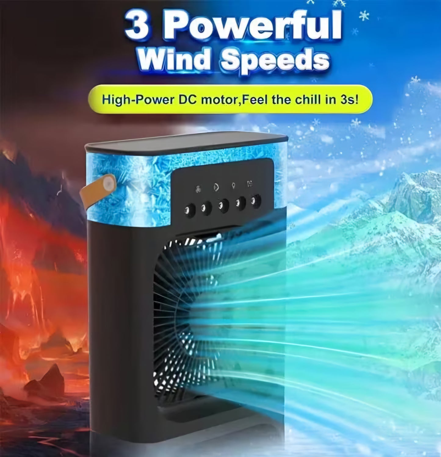 3-in-1 Portable Air Cooler Fan with Mist Spray & LED Lights – USB Mini Desk Cooling Fan, Quiet & Rechargeable for Home or Office