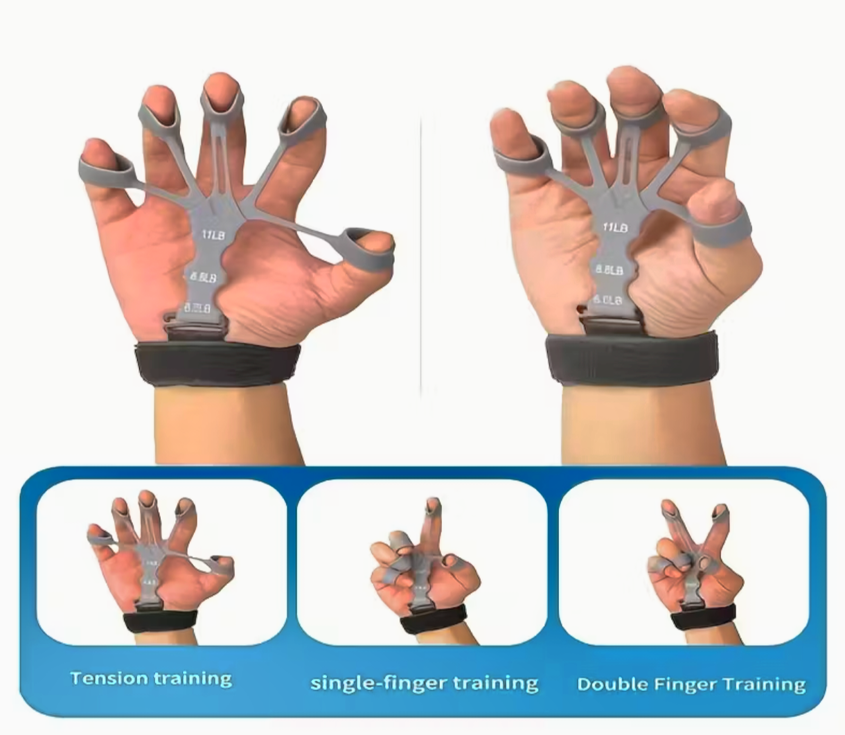 5-Finger Hand & Wrist Strength Trainer – Adjustable Resistance Finger Exerciser (10–78kg)