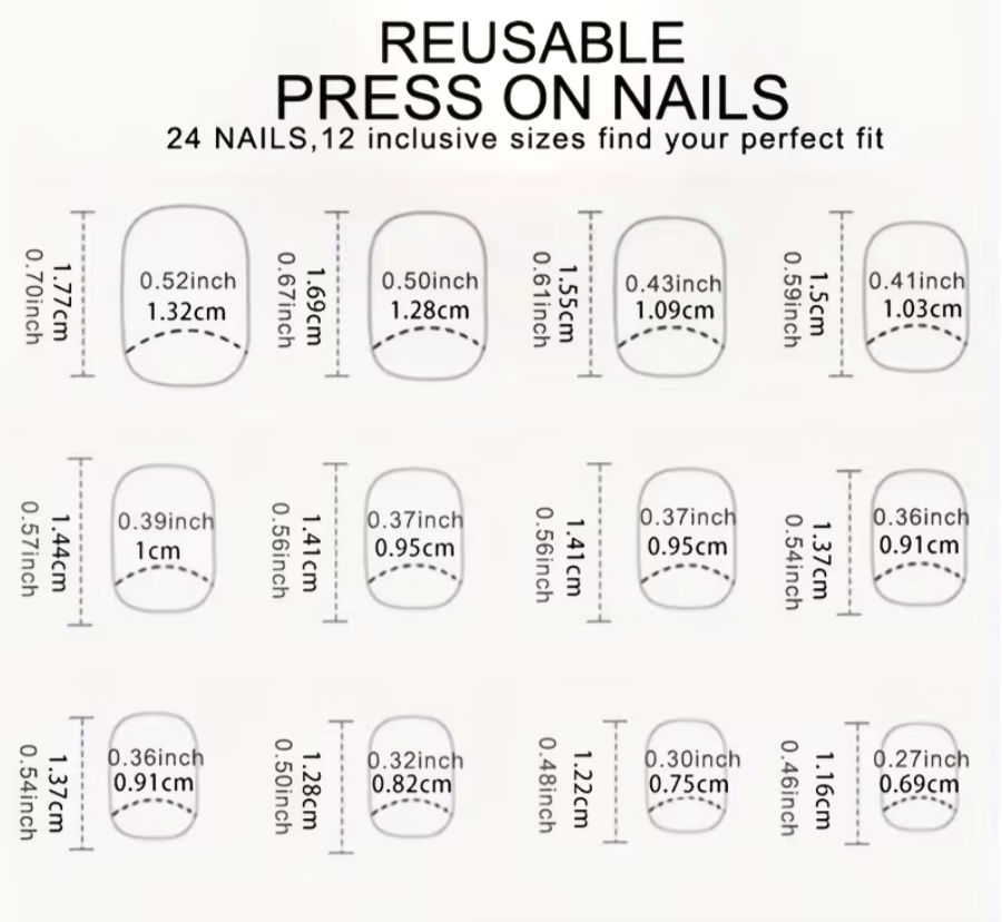 24pcs Short Coffin Press On Nails Pink White | Glossy Reusable False Nails Set