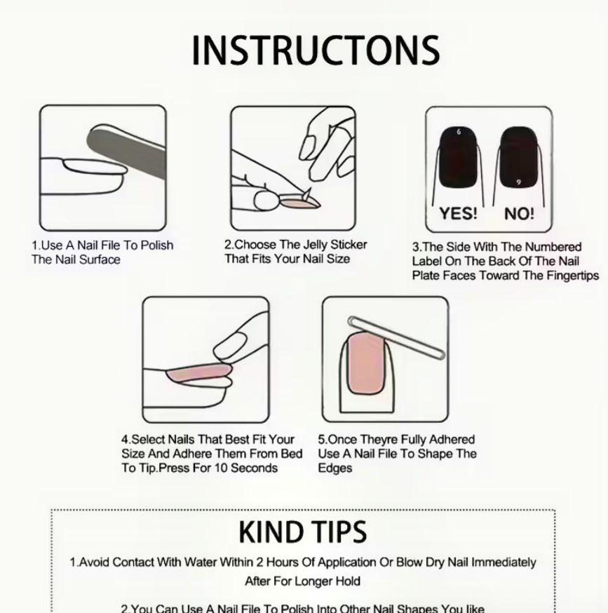 24pcs Short Coffin Press On Nails Pink White | Glossy Reusable False Nails Set