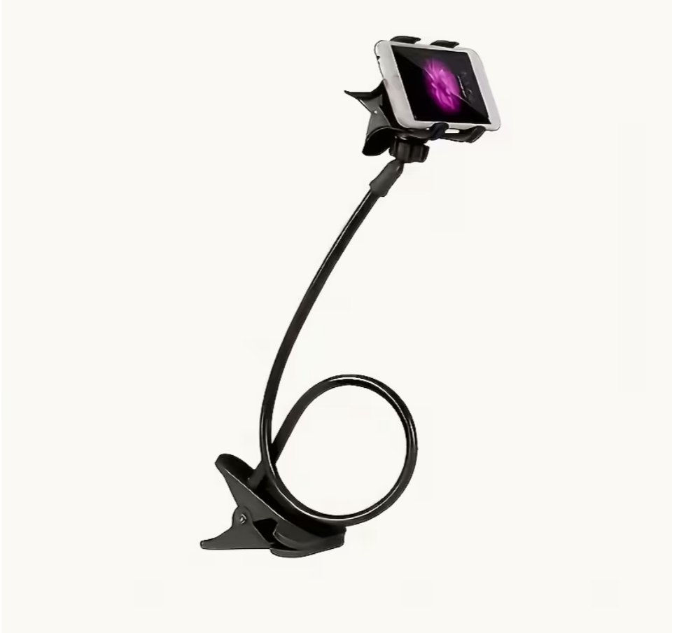 360° Flexible Phone Holder with Long Arm Clamp – Universal Bed & Desk Phone Mount for Home & Office (3.5–6.7” Smartphones) | Black
