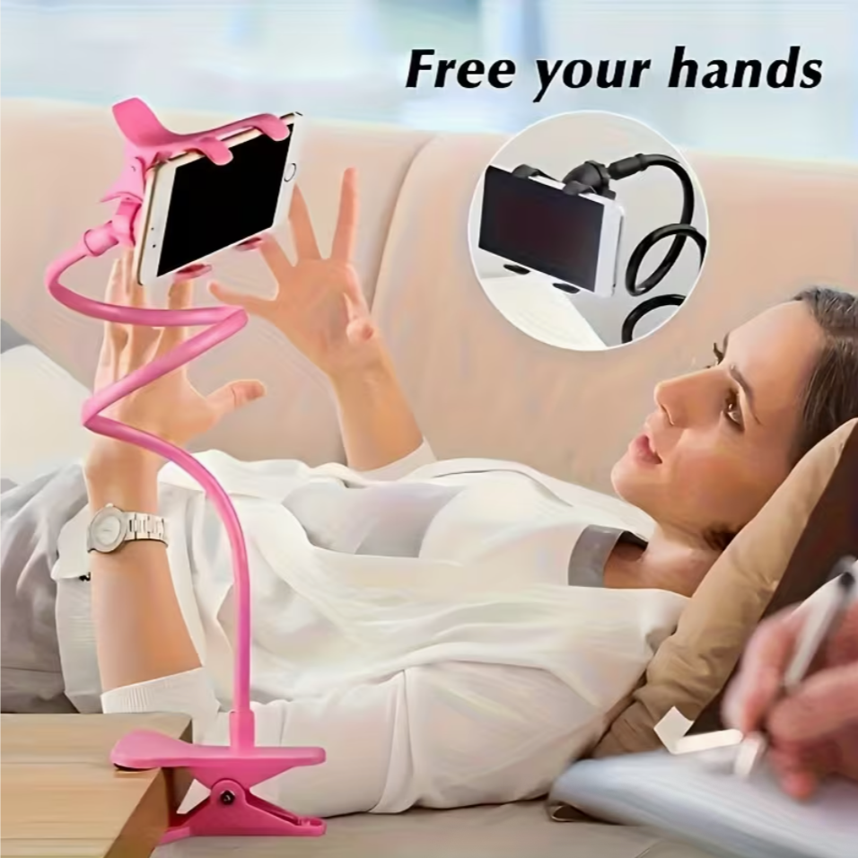 360° Flexible Phone Holder with Long Arm Clamp – Universal Bed & Desk Phone Mount for Home & Office (3.5–6.7” Smartphones) | Black
