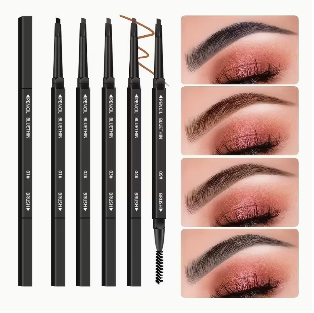 Smooth Dual-Ended Eyebrow Pencil with Brush – Long-Lasting Natural Defined Brows | Waterproof Smudge-Proof Makeup