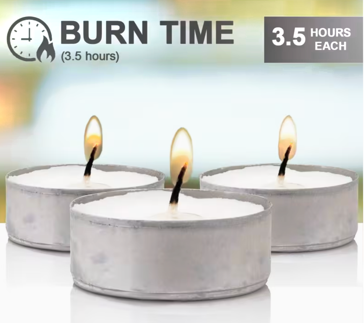 15 Pack White Unscented Tea Light Candles – Long Lasting 3.5 Hour Burn Multipack for Home & Events