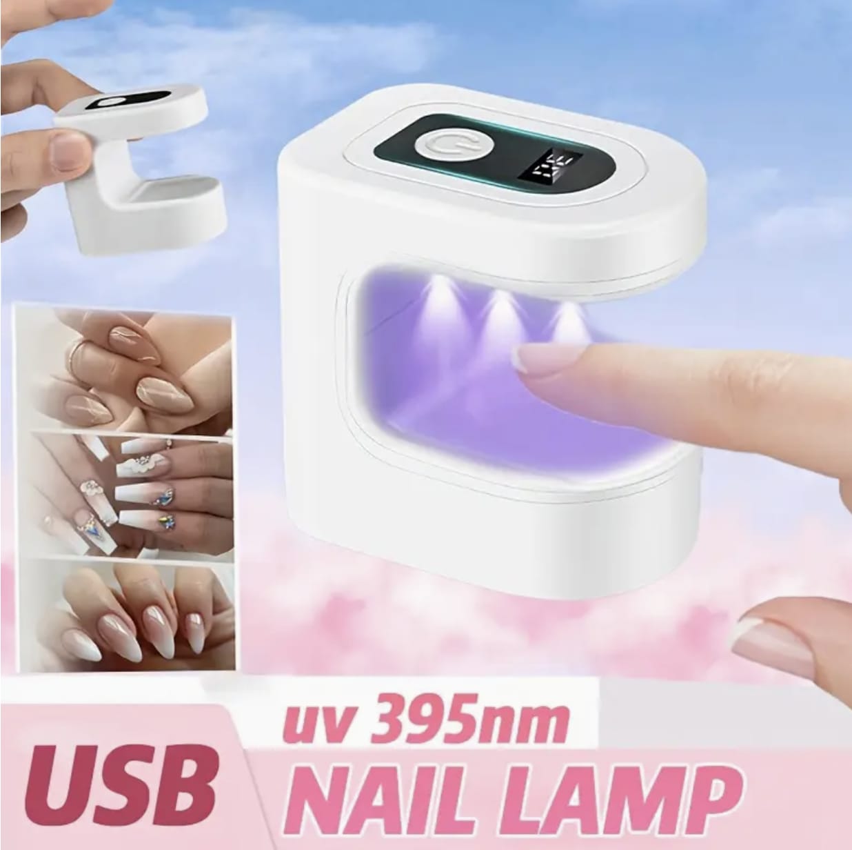 Mini Portable Nail Lamp – USB Rechargeable 395nm LED for Gel & Nail Polish, Compact for Home, Salon & Travel