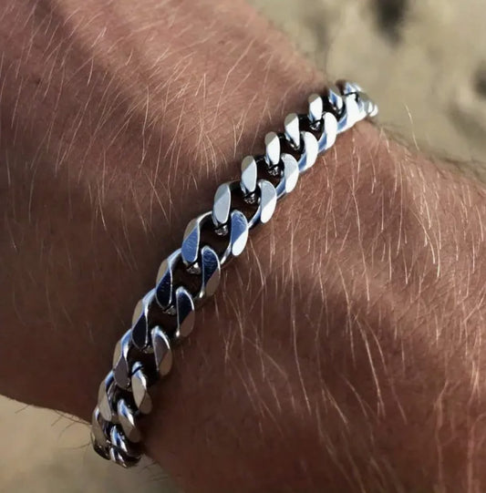 Stainless Steel Cuban Link Bracelet for Men – Hip Hop & Street Style Jewelry, Cool Couple Accessory