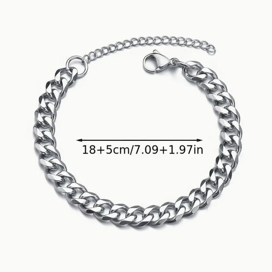 Stainless Steel Cuban Link Bracelet for Men – Hip Hop & Street Style Jewelry, Cool Couple Accessory