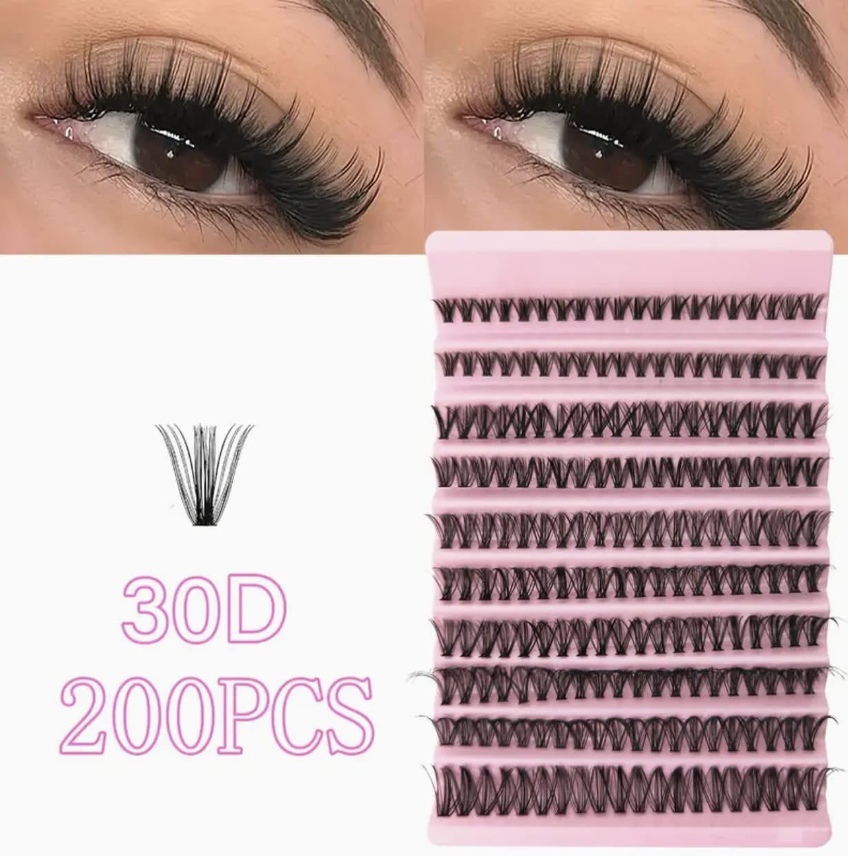 Individual Eyelash Clusters – D Curl 8–16mm, Wide Stem 30D Reusable Lash Extensions for Natural & Extra Thick Look, Home & Travel Use