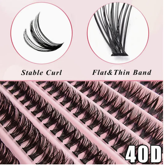 Individual Eyelash Clusters – D Curl 8–16mm, Wide Stem 30D Reusable Lash Extensions for Natural & Extra Thick Look, Home & Travel Use