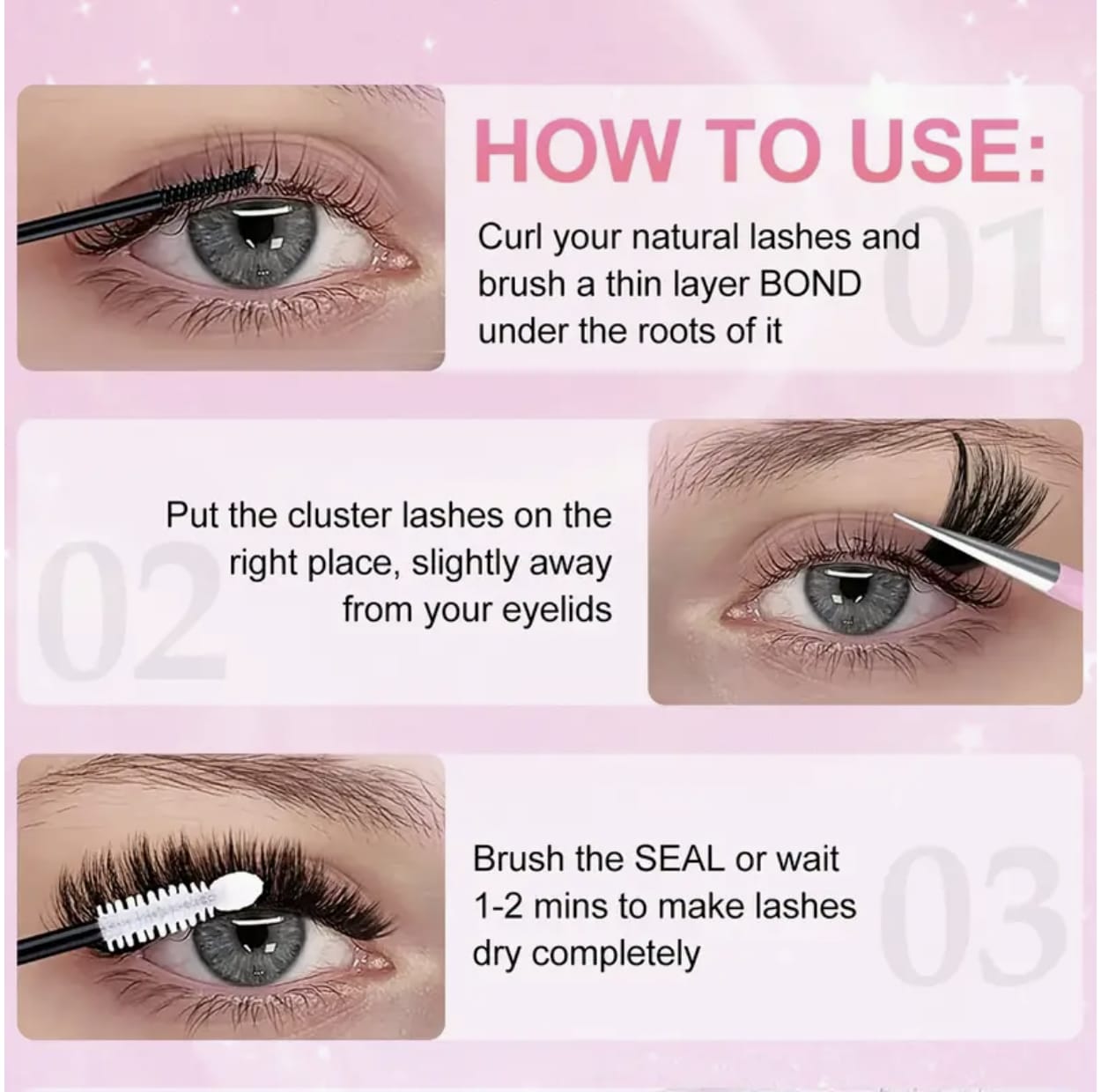 Individual Eyelash Clusters – D Curl 8–16mm, Wide Stem 30D Reusable Lash Extensions for Natural & Extra Thick Look, Home & Travel Use