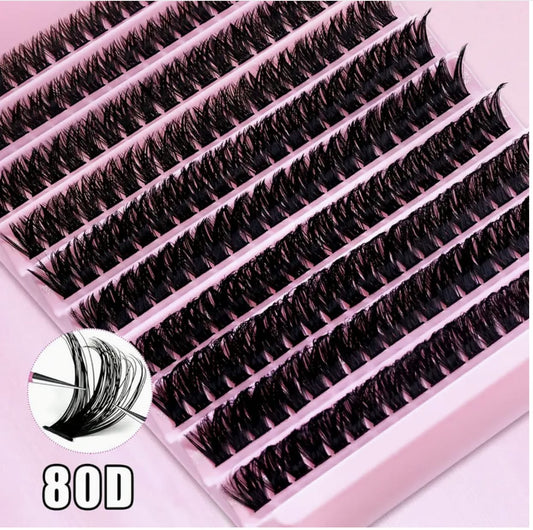 Individual Eyelash Clusters – D Curl 8–16mm, Wide Stem 30D Reusable Lash Extensions for Natural & Extra Thick Look, Home & Travel Use