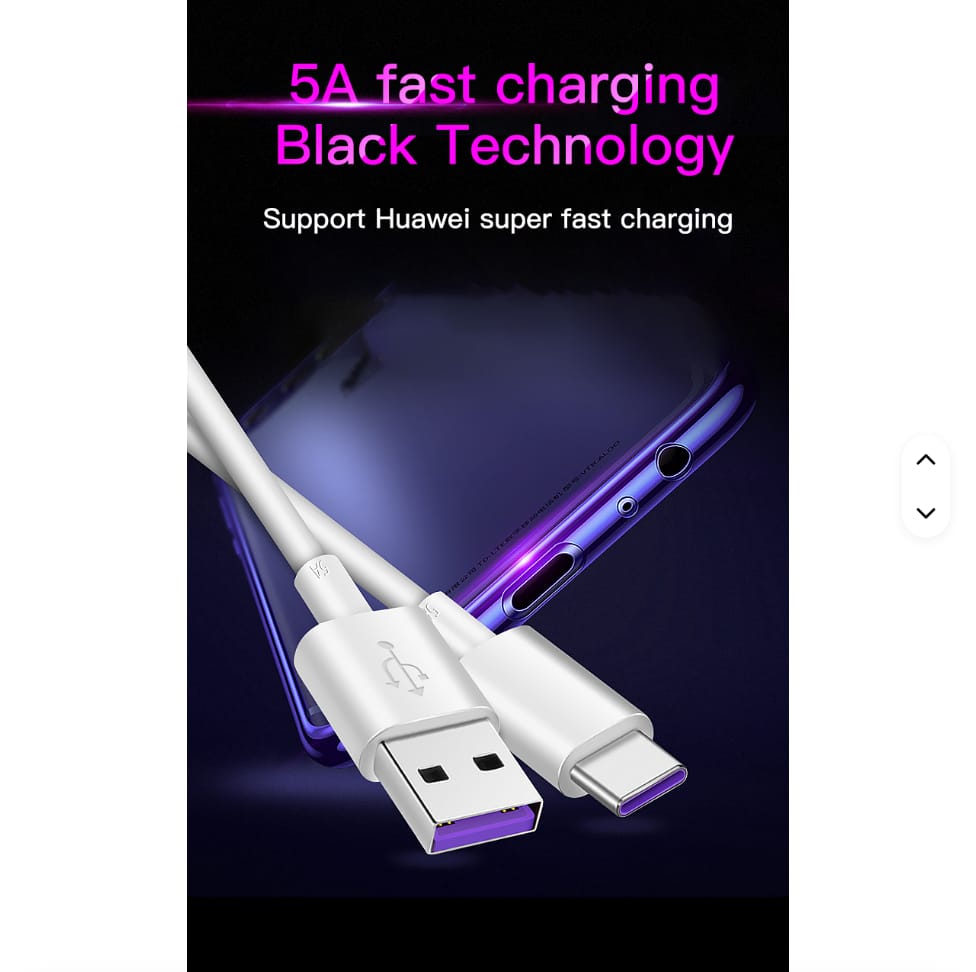 USB to Type-C Fast Charging Cable – 5A High-Speed PVC Data & Power Charger for Huawei, Samsung & More