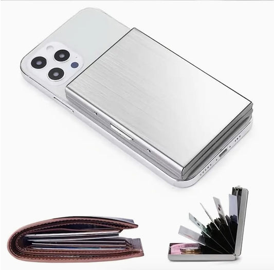 Blocking Card Holder for Men – Slim Black Metal Wallet with RFID Protection, Polished Finish, Multiple Compartments