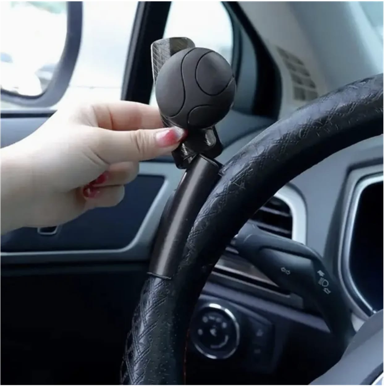 60° Power-Assisted Steering Wheel Spinner – Bearing-Type Silicone Grip for Easy One-Handed Operation, Fits Most Trucks & SUVs