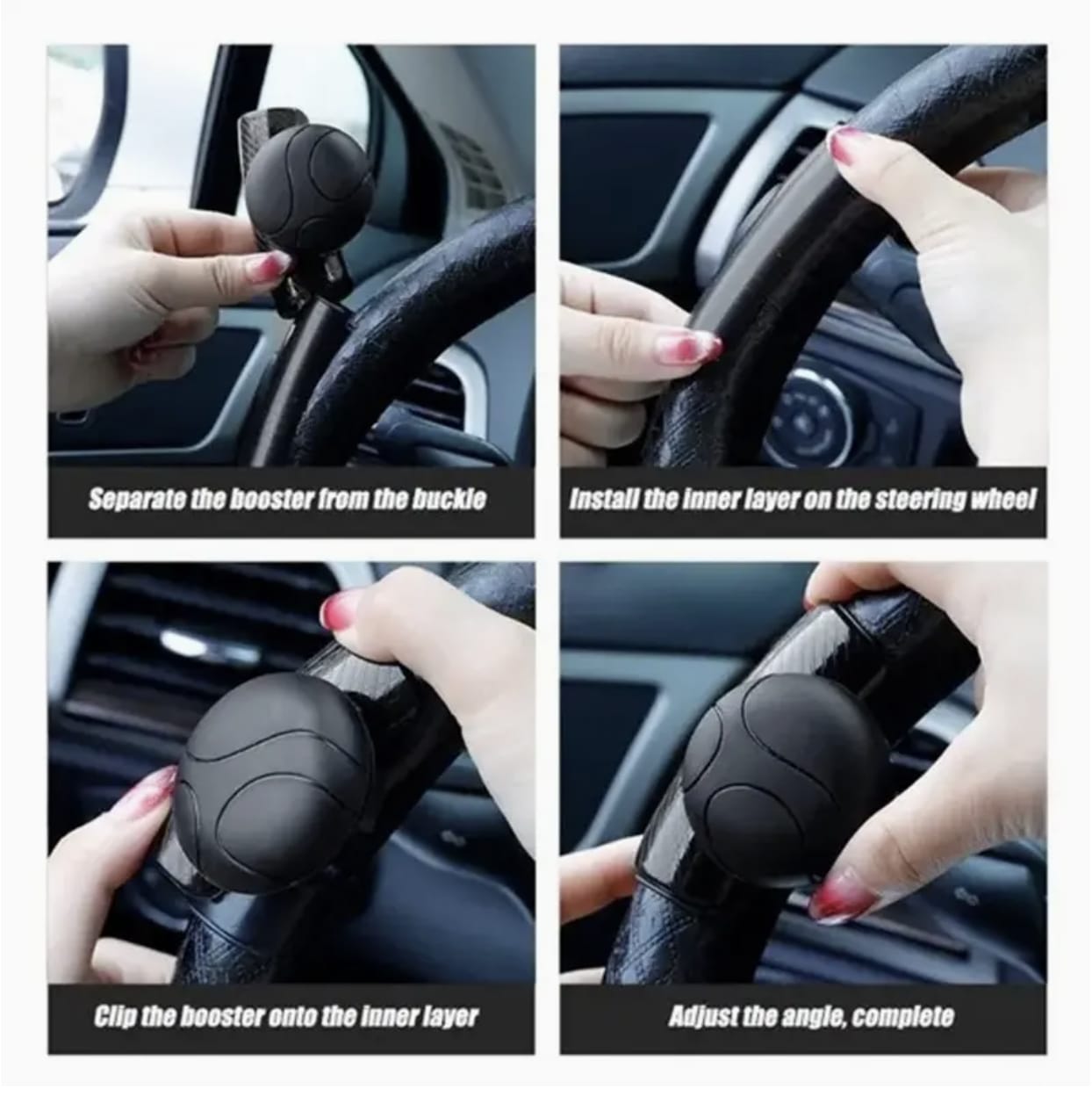 60° Power-Assisted Steering Wheel Spinner – Bearing-Type Silicone Grip for Easy One-Handed Operation, Fits Most Trucks & SUVs