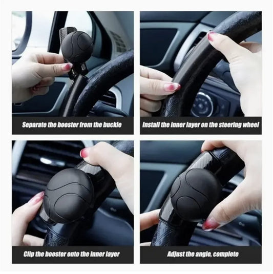 60° Power-Assisted Steering Wheel Spinner – Bearing-Type Silicone Grip for Easy One-Handed Operation, Fits Most Trucks & SUVs