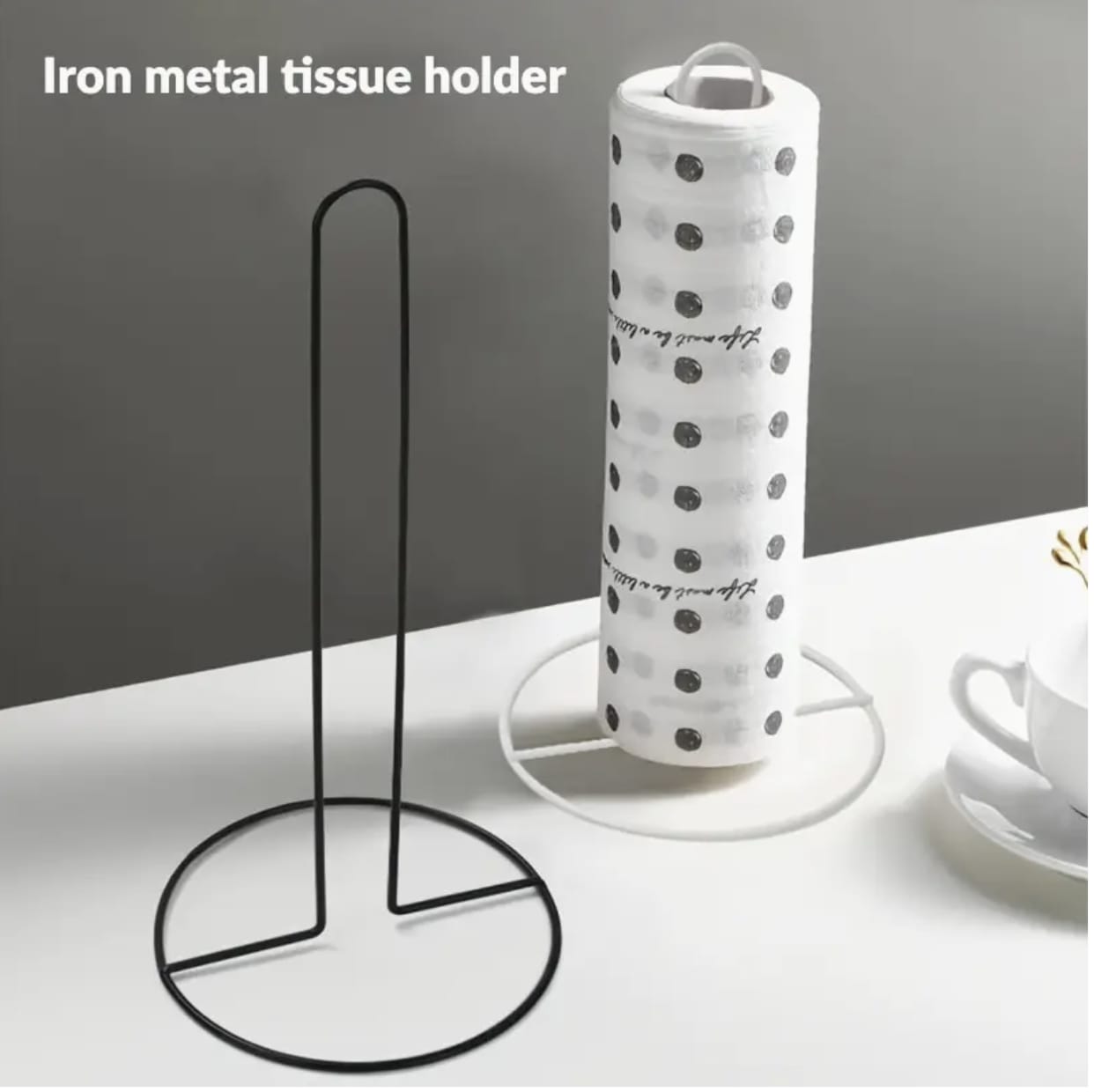 Heavy-Duty Paper Towel Holder – Sturdy Iron Countertop Stand with Space-Saving Vertical Design for Kitchen, Dining Room & Office