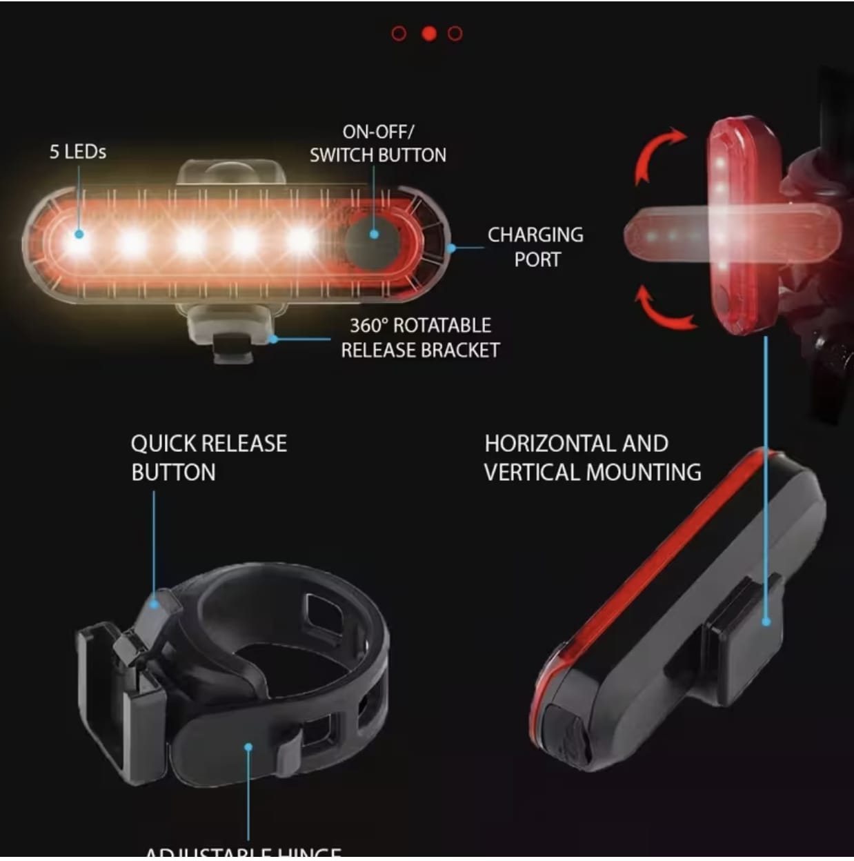 USB Rechargeable Bicycle Light Set – Front & Rear LED Bike Lights with Aluminum Body, Power Bank & Phone Holder for Safe Night Riding