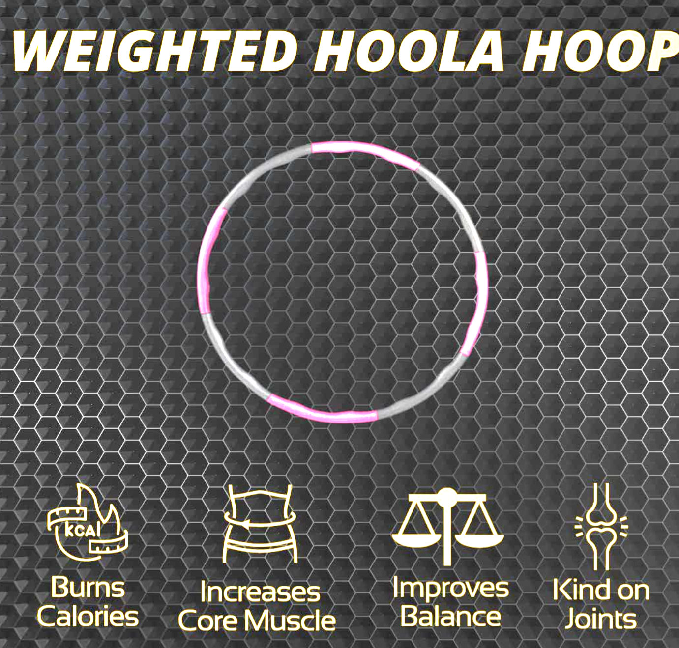 37” Weighted Fitness Hula Hoop – Adjustable Detachable Exercise Ring for Home Workouts & Core Training