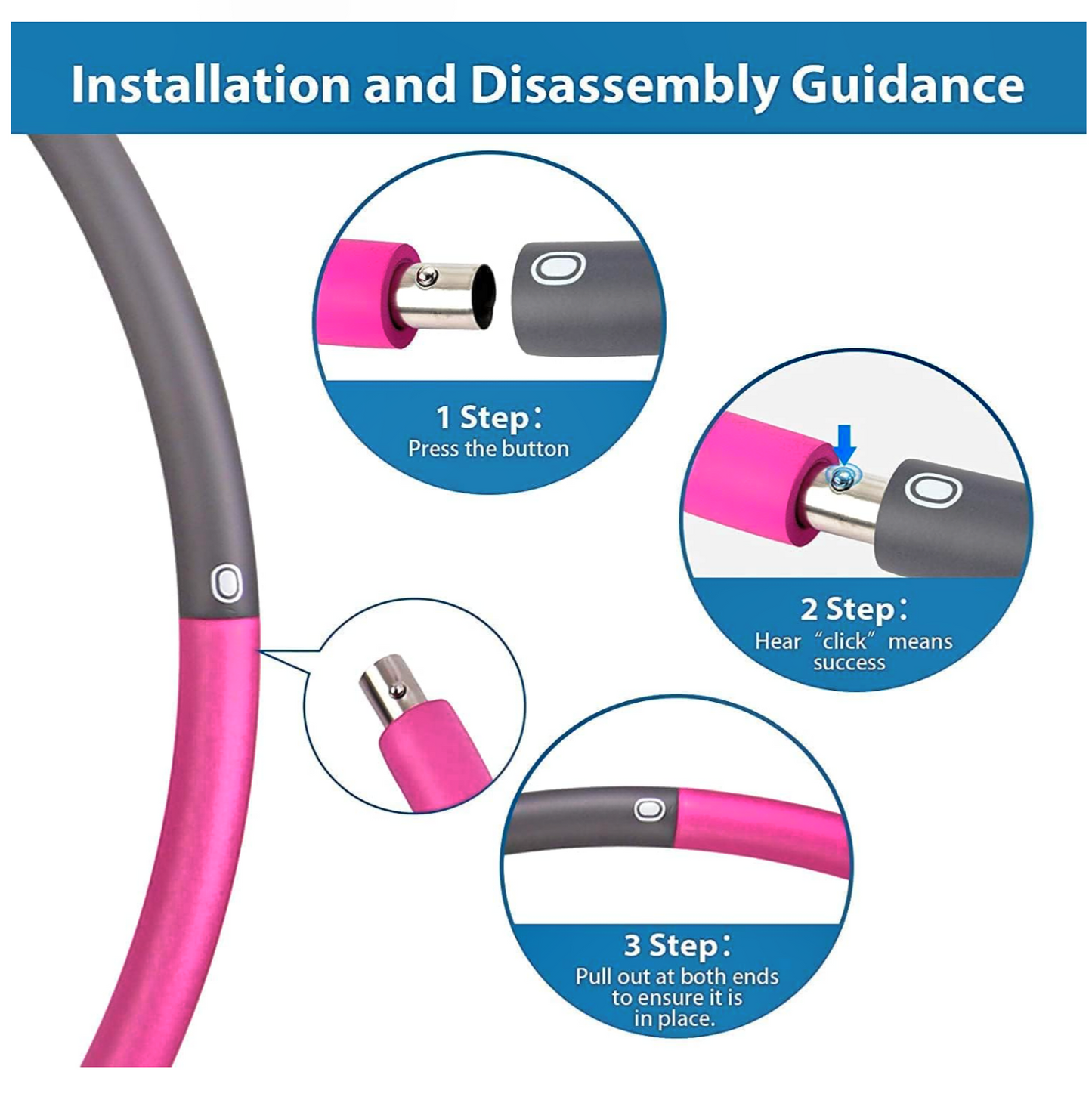 37” Weighted Fitness Hula Hoop – Adjustable Detachable Exercise Ring for Home Workouts & Core Training